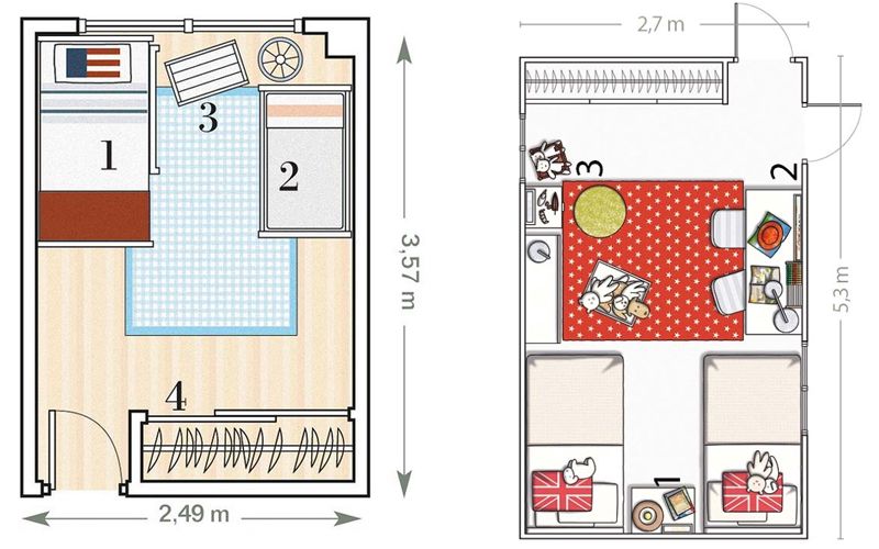 Как разместить две отдельные кровати в детской комнате (+40 фотоидей)