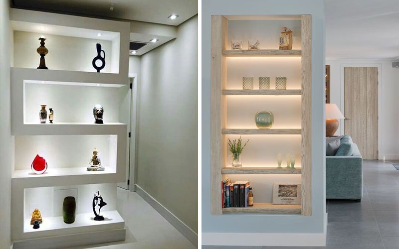 Ниша в стене из гипсокартона в интерьере — 100 фото идей