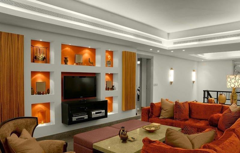 Ниша в стене из гипсокартона в интерьере — 100 фото идей